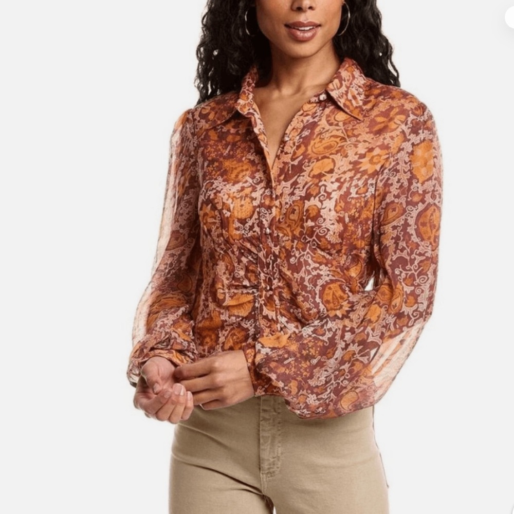 NWT Rococo Top Blouse Sand Long Bronze Oxide Brown XS